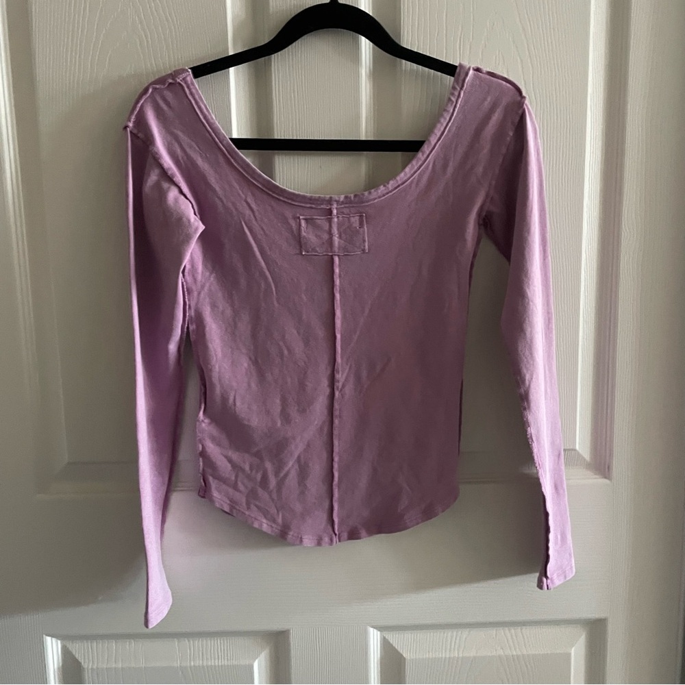 We The Free Chloe Inside out Long Sleeve Purple Tee NWOT - Picture 2 of 6